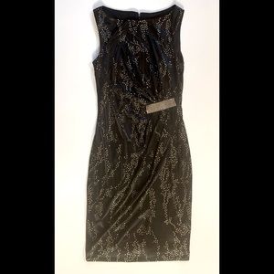 Le Chateau Black and Gold Dress with Gem Design